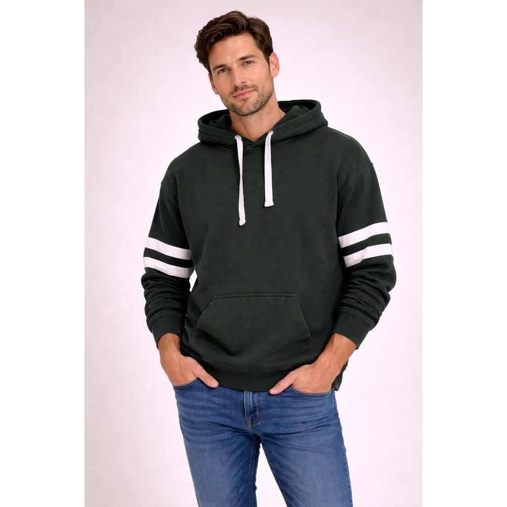 Pennant Sportswear Forest Green Varsity Stripe Pullover Hoodie Dark Green -‎ XL
